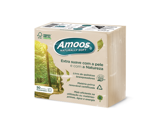 Guardanapo 33x33 Amoos Naturally Soft FD – Caixa de 30 Maços de 50 Guardanapos