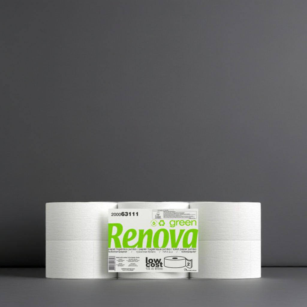 Papel Higiénico Jumbo Renovagreen 2F 12X90M - Durabilidade e Sustentabilidade