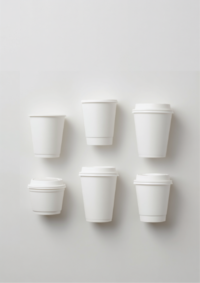 Copos de papel descartáveis para café e vending — 90ml, 120ml, 200ml e 240ml — catálogo profissional Leopack