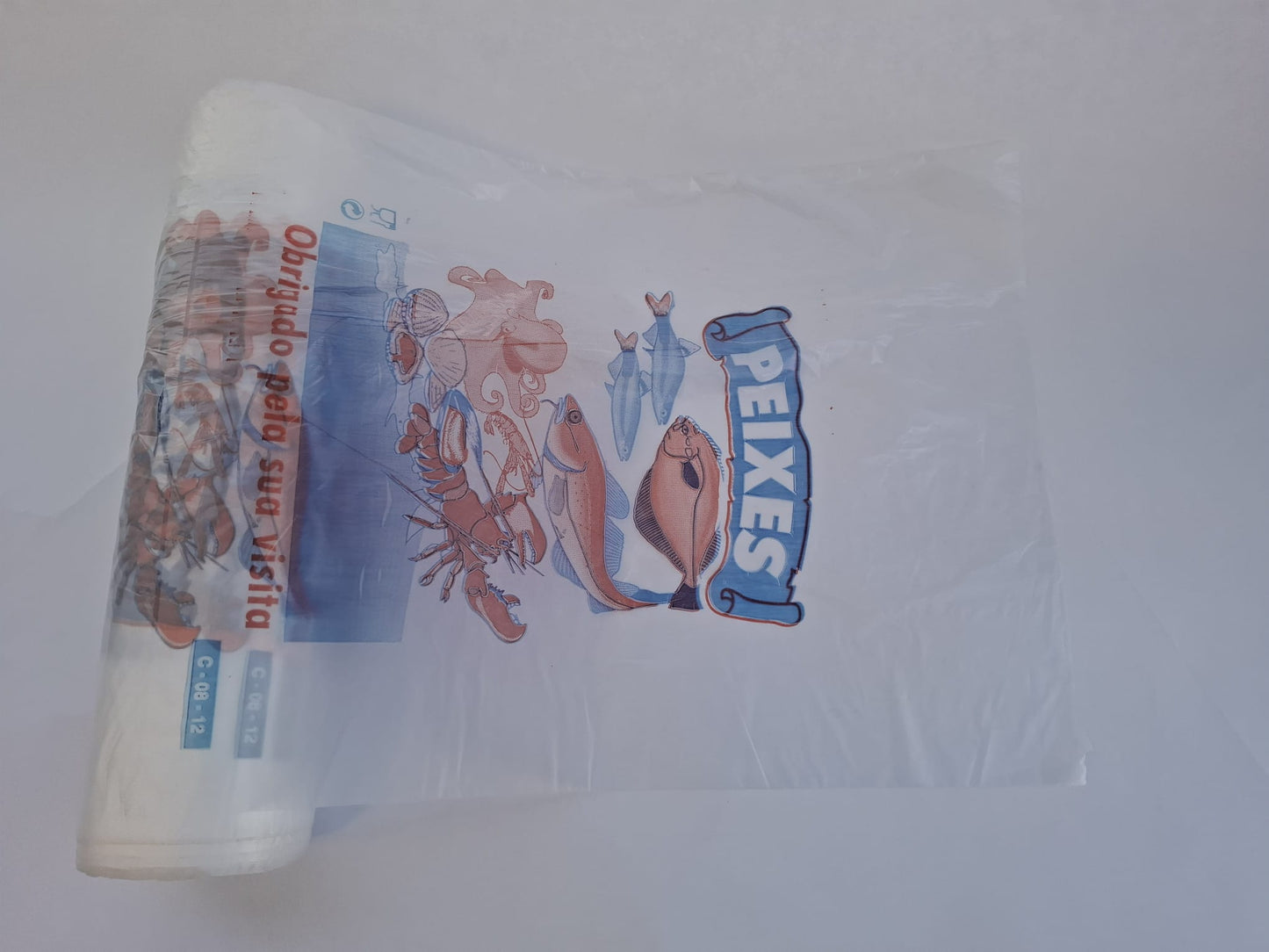 Saco em Rolo PEAD Impresso — Prático para Fruta, Pão e Peixe