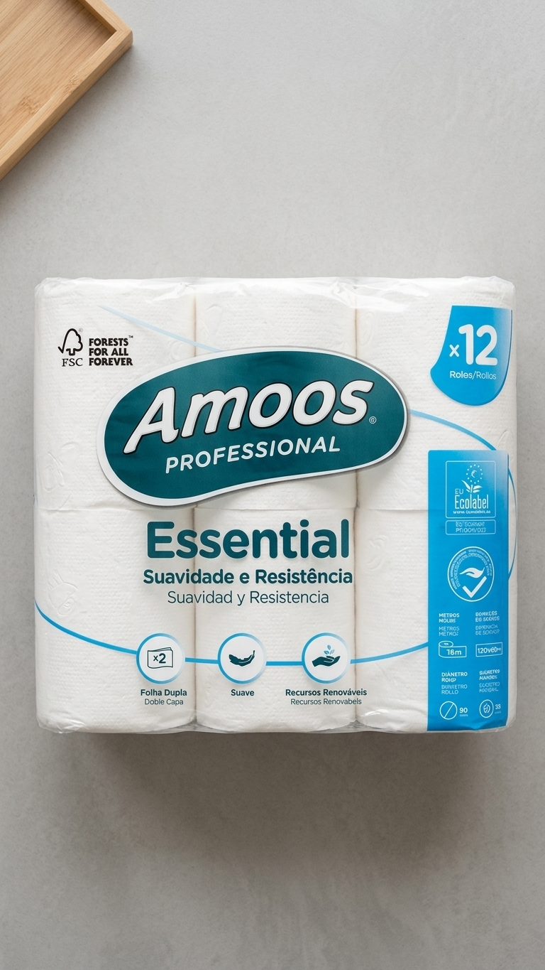 Papel Higiénico Doméstico Essential 2 Folhas – 9 Packs com 12 Rolos