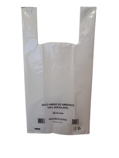 Saco de Alça Branco Sustentável - 100% Reciclável e Prático
