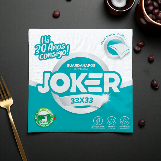 Guardanapo Joker 33x33 2F — 100% Fibra Virgem, resistente e económico