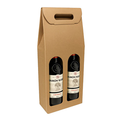 Caixa para 2 Garrafas Kraft – 152x75x417 Pack 20 Unidades