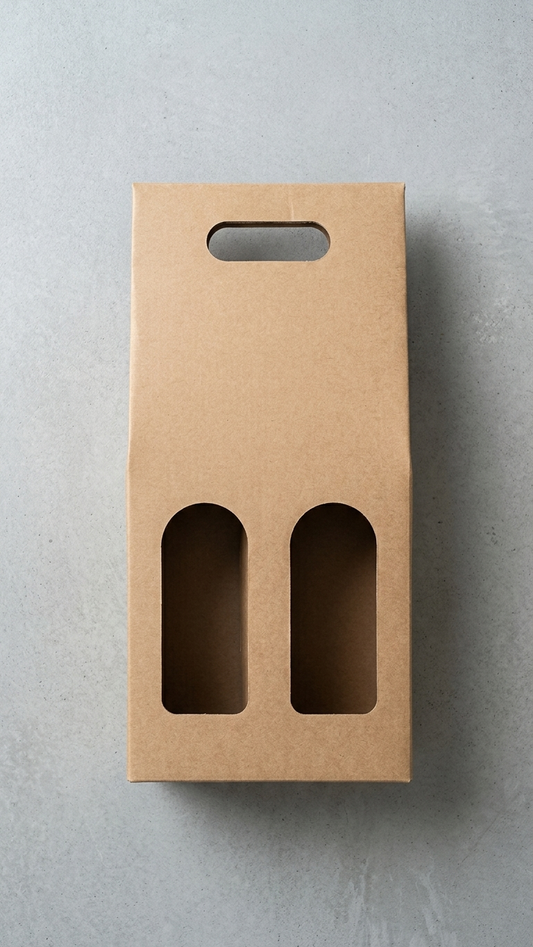 Caixa para 2 Garrafas Kraft – 152x75x417 Pack 20 Unidades