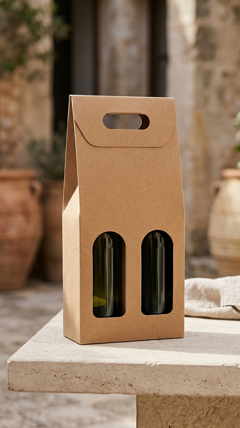 Caixa para 2 Garrafas Kraft – 152x75x417 Pack 20 Unidades