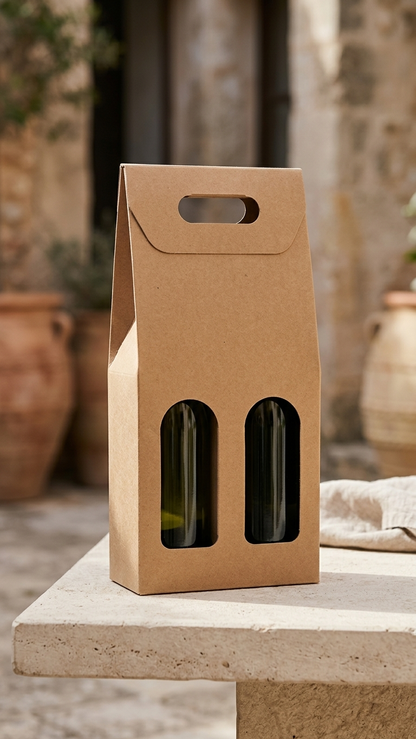 Caixa para 2 Garrafas Kraft – 152x75x417 Pack 20 Unidades
