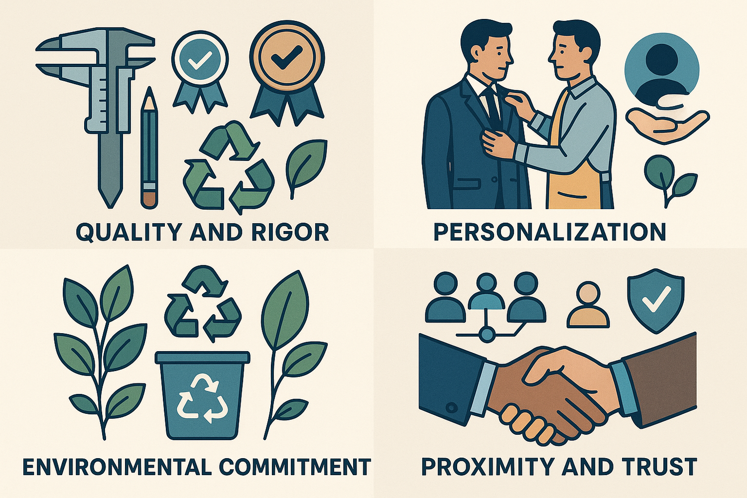 Qualidade e Rigor
Personalização
Compromisso com o Ambiente
Proximidade e Confiança

