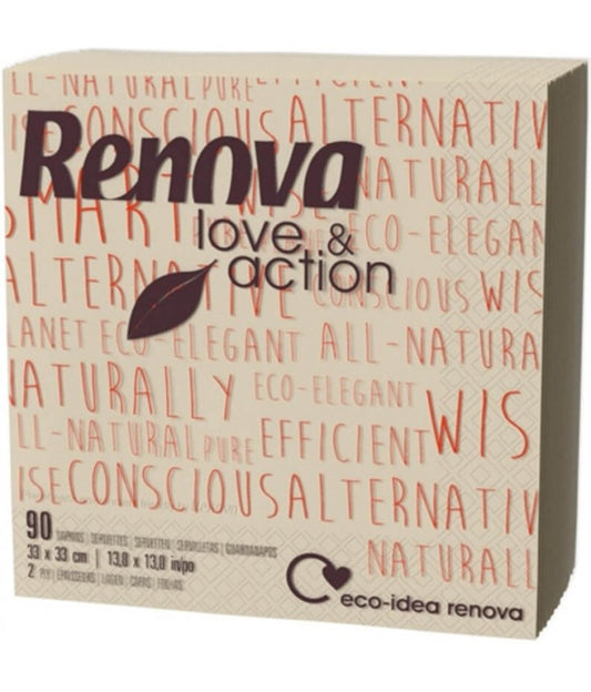 Guardanapos 33x33 Renova Love & Action Sustentáveis e Resistentes